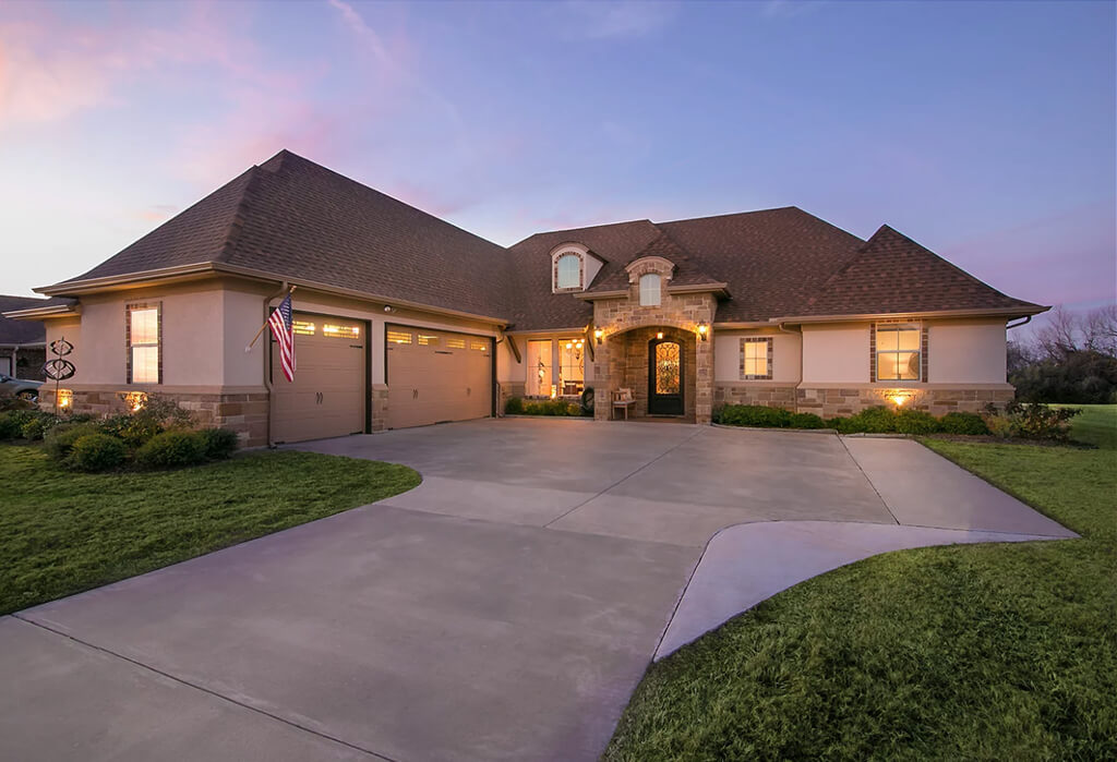 House photographed at twilight