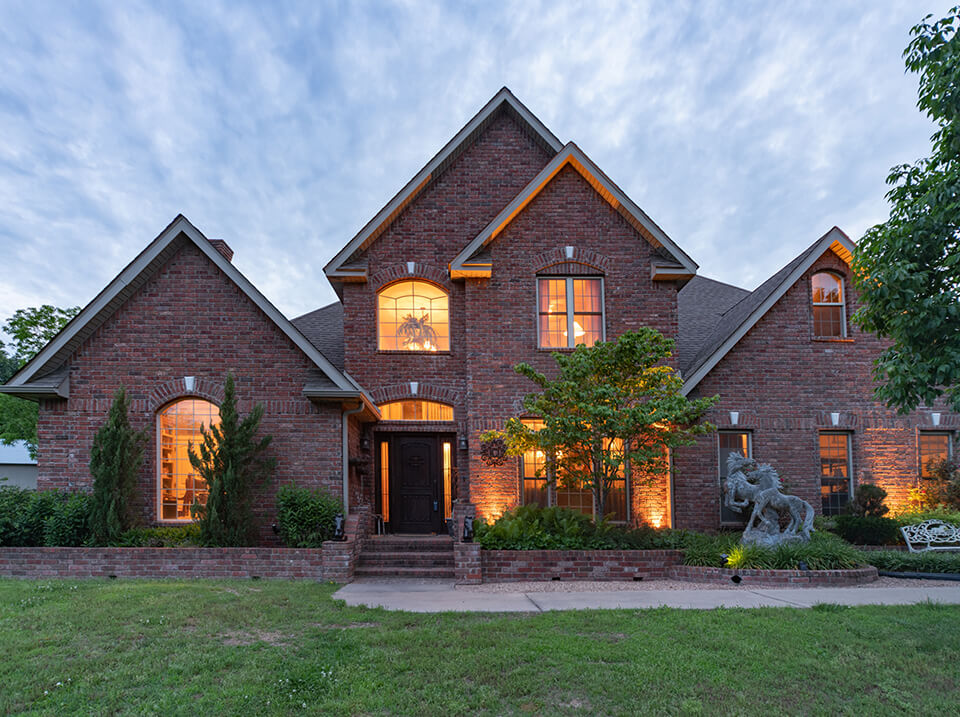 House photographed at twilight