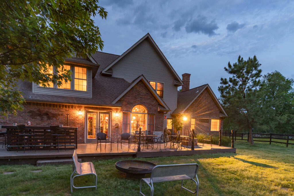 House photographed at twilight