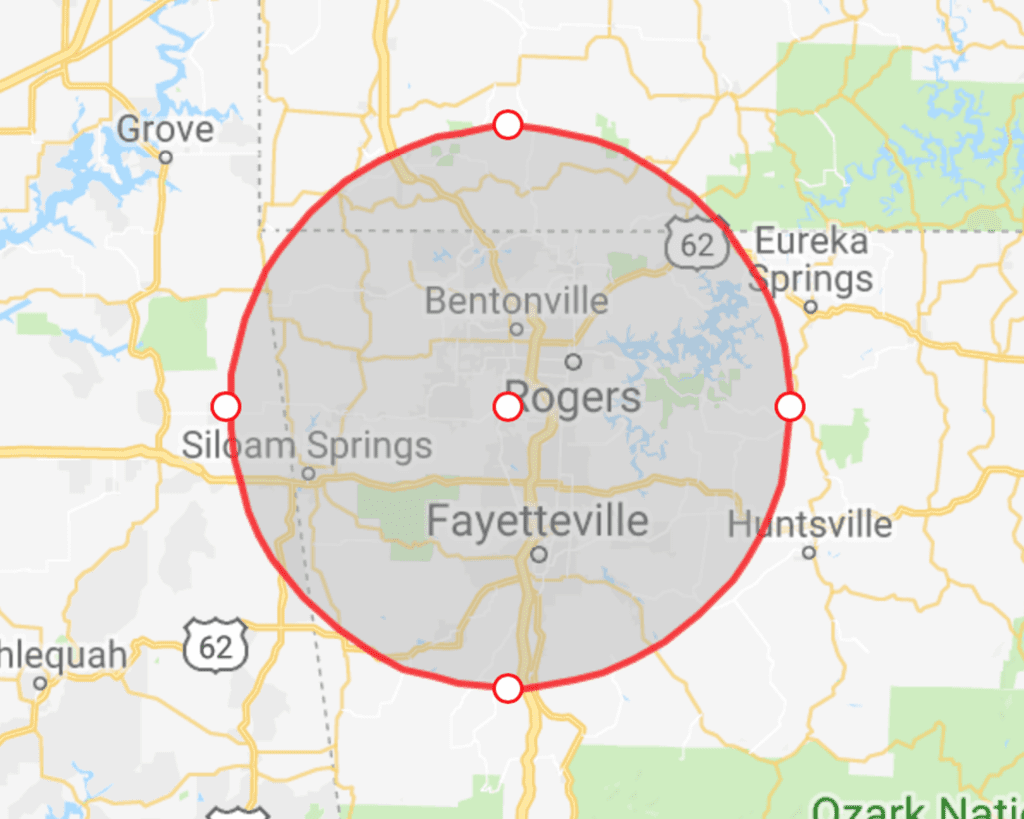 map of NWA service area northwest Arkansas